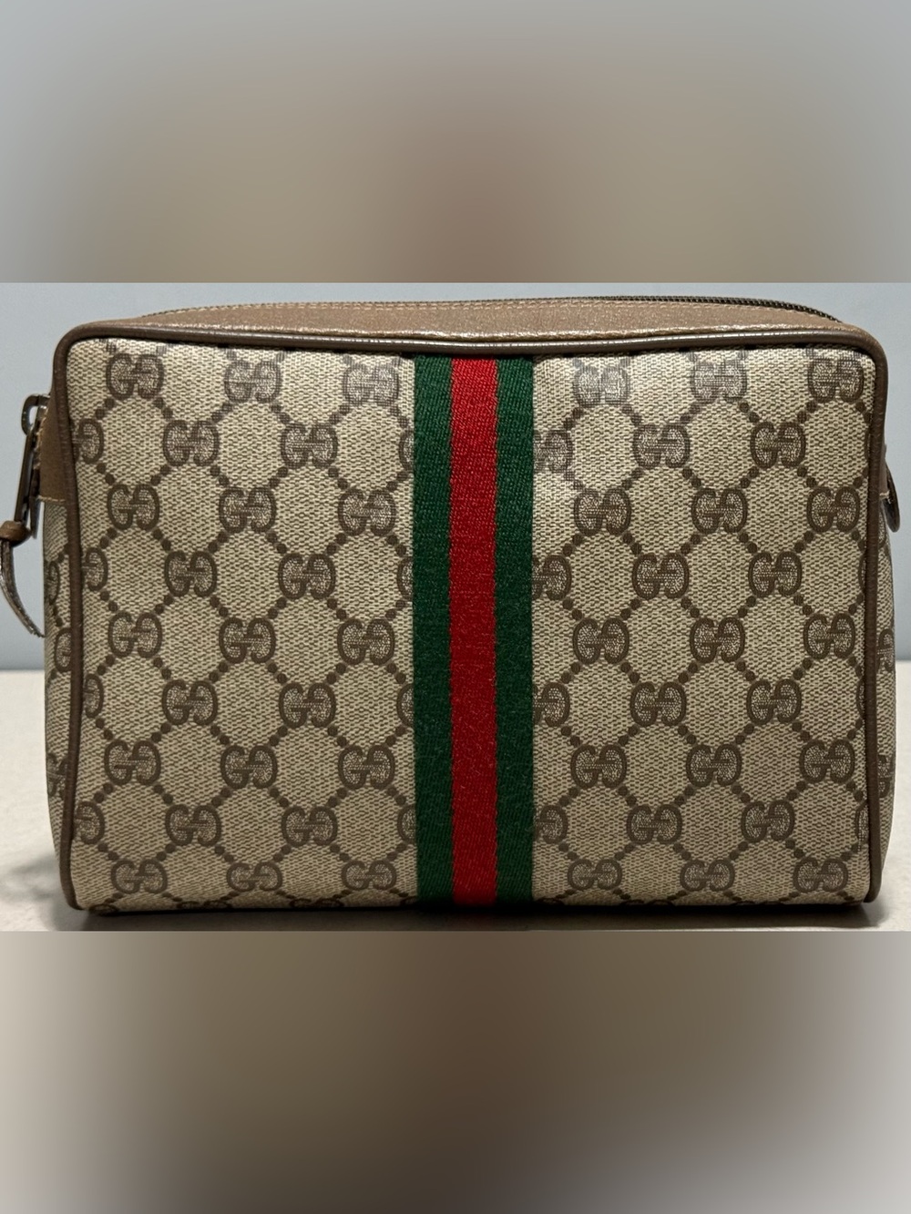 GUCCI Vintage GG Supreme Web Sherry Line Clutch Bag